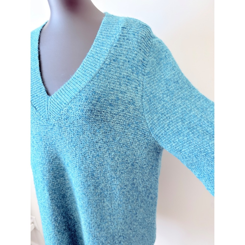 J. Jill Womens Turquoise Blue Marled V-Neck Knit Pullover Sweater Size Large - Picture 5 of 14
